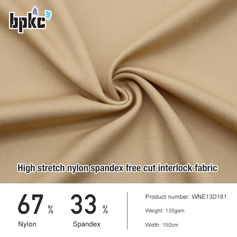 High stretch nylon spandex free cut interlock fabric for underwear
